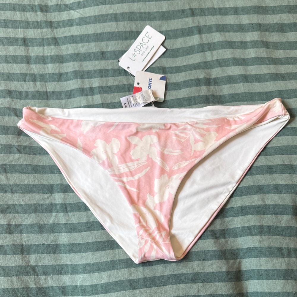 L*Space Pink and White Floral Bikini Bottom